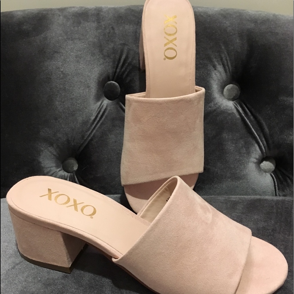 XOXO faux suede slide sandals
